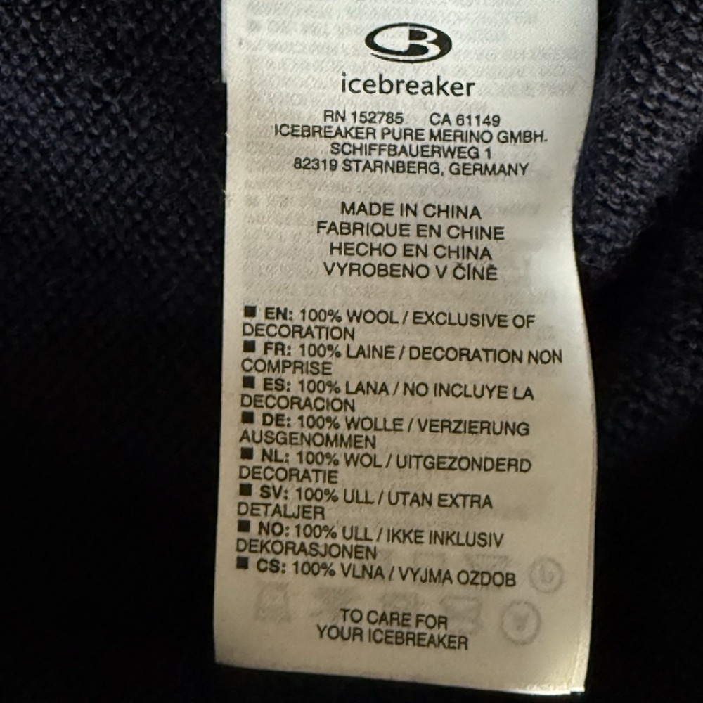 Icebreaker Sweater Men's XL Navy 100% Merino Wool Crew Neck Preppy Ski Luxury - Picture 5 of 9